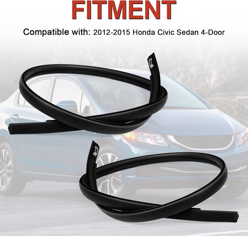 AUTOBABA 2Pcs Roof Trim Molding Kit Compatible with Honda Civic Sedan 4-Door 2012 2013 2014 2015 Left & Right Side Rubber Roof Moulding Drip Stripping Replace# 74316TR0A01 74306TR0A01 74316TR0A11 74316TR0A12 - Image 2